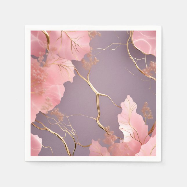 Modern Abstrakt på Rosa Marble Pappersservett (Framsidan)