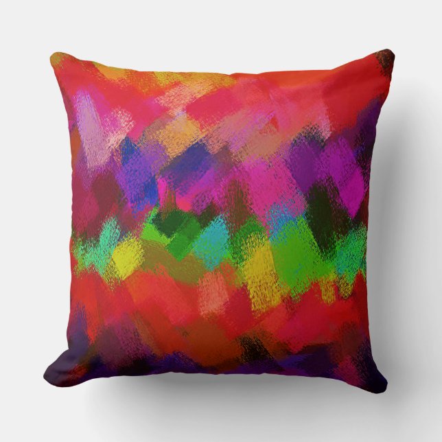 Modern Abstrakt Paint Färg Penseldrag nr 6 Kudde (Framsida)