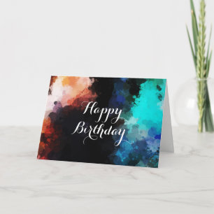Modern Abstrakt Paint Splatters Birthday Kort