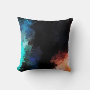 Modern Abstrakt Paint Splattors Black Orange Blue Kudde
