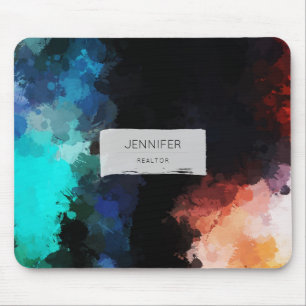 Modern Abstrakt Paint Splattors Black Orange Blue Musmatta