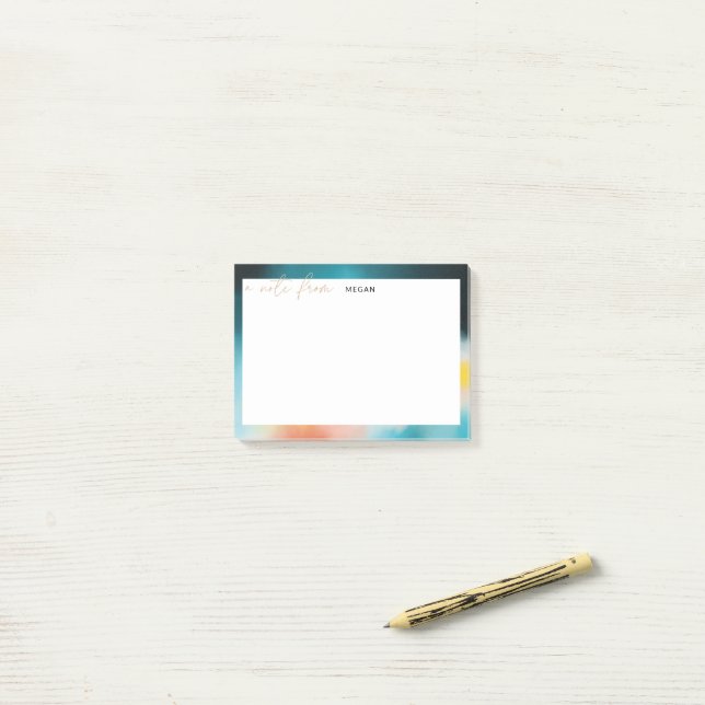 Modern abstrakt painterly gräns och skript post-it block (On Desk)