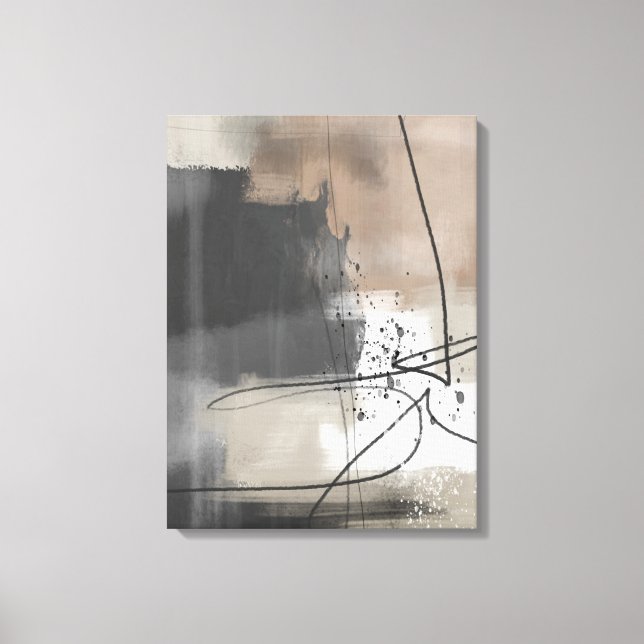Modern Abstrakt Painting Brown Black Minimalist Canvastryck (Framsida)
