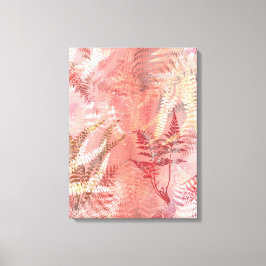 Modern Abstrakt Painting Coral Rosa Fern Löv Canvastryck