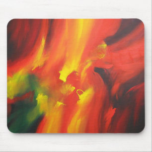 Modern Abstrakt Painting Red Gult Black Grönt Musmatta