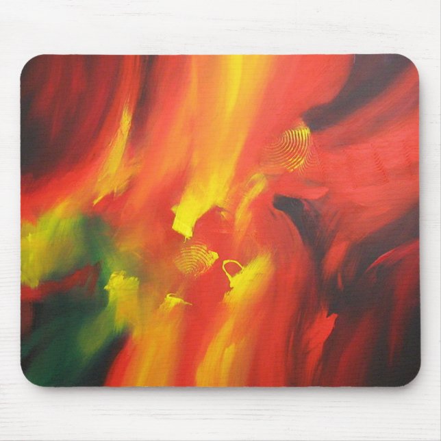 Modern Abstrakt Painting Red Gult Black Grönt Musmatta (Framsidan)