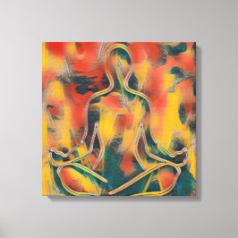 Modern Abstrakt Painting Yoga Gult Red Grönt Canvastryck