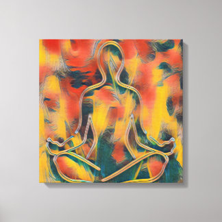 Modern Abstrakt Painting Yoga Gult Red Grönt Canvastryck