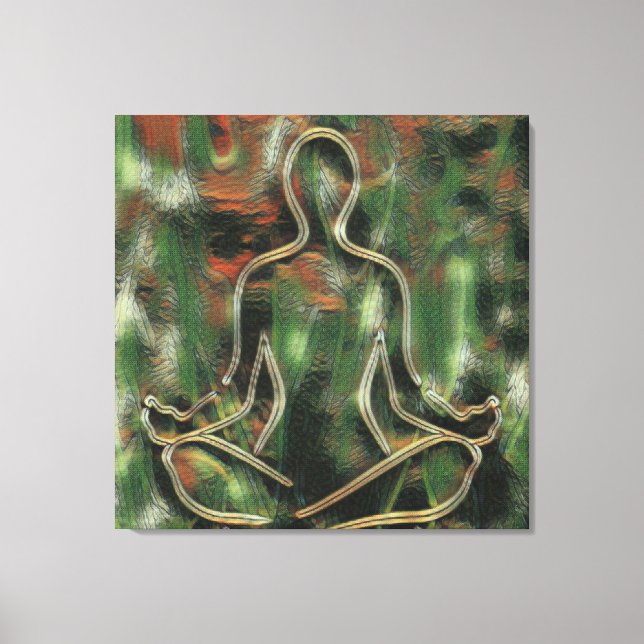 Modern Abstrakt Painting Yoga Meditation Grönt Art Canvastryck (Framsida)