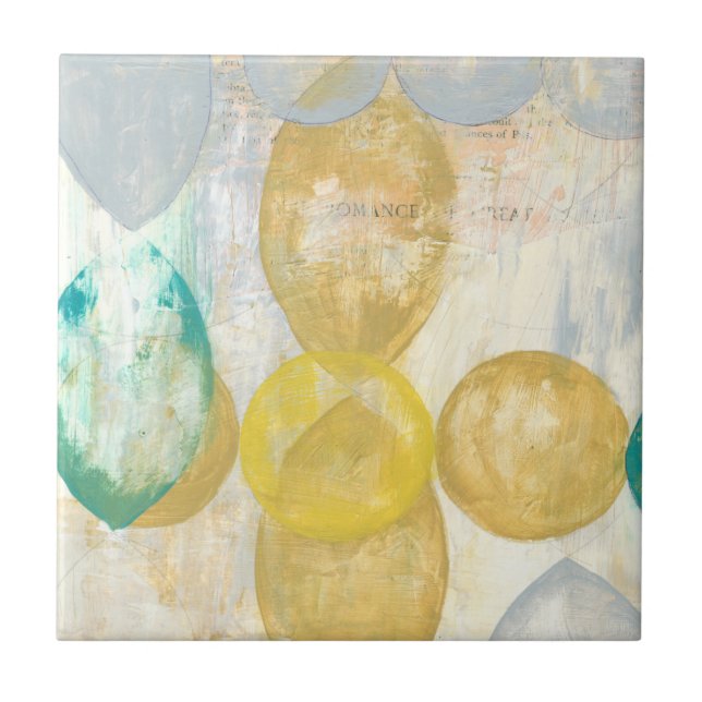 Modern Abstrakt Paints on Newsprint Kakelplatta (Framsidan)