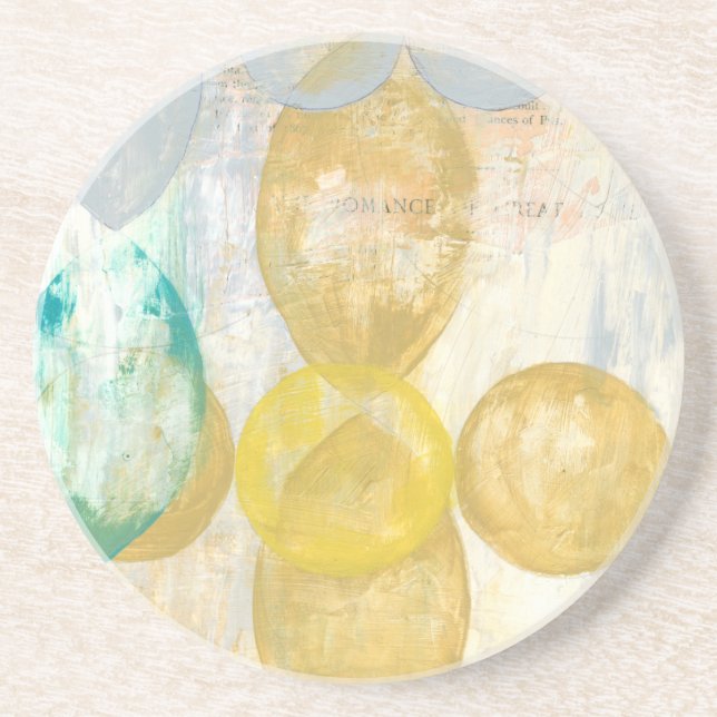 Modern Abstrakt Paints on Newsprint Underlägg Sandsten (Framsidan)