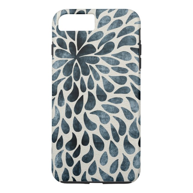 Modern Abstrakt Paisley Flower i Blue och White Case-Mate iPhone Skal (Baksida)