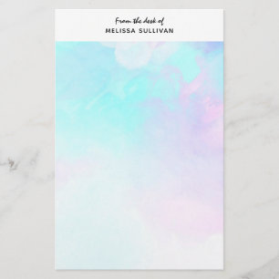 Modern Abstrakt Pastel Blue & Lila Watercolor Brevpapper