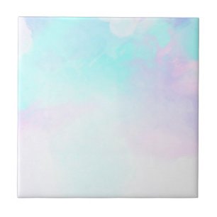 Modern Abstrakt Pastel Blue & Lila Watercolor Kakelplatta