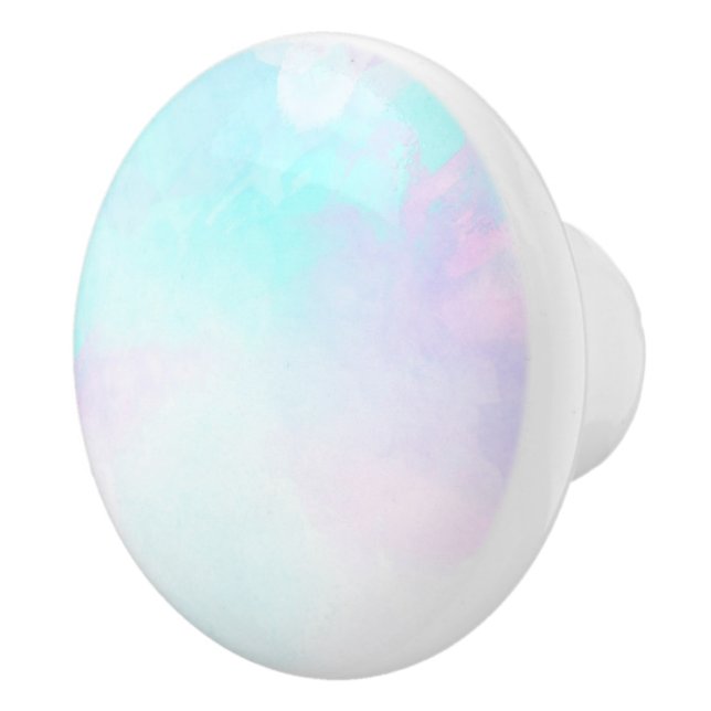 Modern Abstrakt Pastel Blue & Lila Watercolor Knopp (Höger)