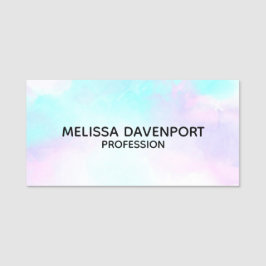 Modern Abstrakt Pastel Blue & Lila Watercolor Namnbricka