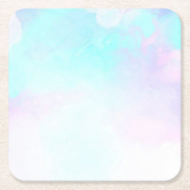 Modern Abstrakt Pastel Blue & Lila Watercolor Underlägg Papper Kvadrat