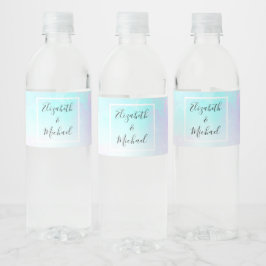 Modern Abstrakt Pastel Blue & Lila Watercolor Vattenflaskor Etikett
