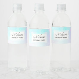 Modern Abstrakt Pastel Blue & Lila Watercolor Vattenflaskor Etikett