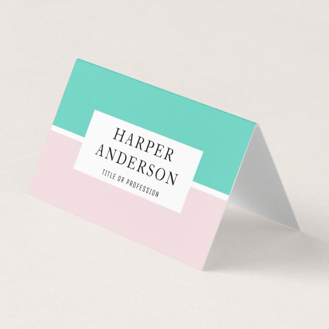 Modern Abstrakt Pastel Rosa & Mint Professionell Visitkort (Framsida)