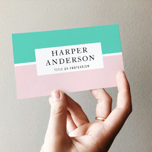 Modern Abstrakt Pastel Rosa & Mint Professionell Visitkort