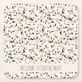 Modern Abstrakt Pastel Terrazzo Mönster Underlägg Papper Kvadrat