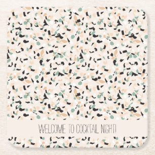 Modern Abstrakt Pastel Terrazzo Mönster Underlägg Papper Kvadrat