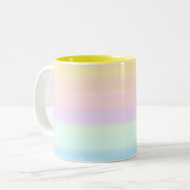 Modern Abstrakt Pastell Färgglad Gradient Två-Tonad Mugg (Framsida vänster)