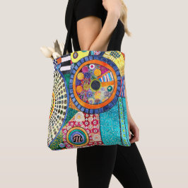 Modern Abstrakt Patchwork Mönster Monogram Tygkasse