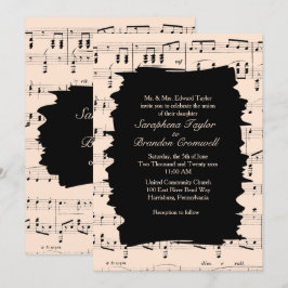 Modern Abstrakt Peach Music Wedding bjudande in Inbjudningar