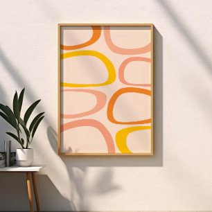Modern Abstrakt Peach, Orange, Gult Poster