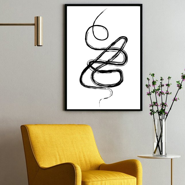 Modern Abstrakt Penseldrag Kontinuerlig linjebild Poster (Modern Abstract Brush Stroke Continuous Line Art Poster)