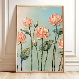 Modern Abstrakt Persika Lotus Väggkonst - Minimali