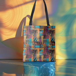 Modern Abstrakt Personlig Totebag med Initialer Tygkasse