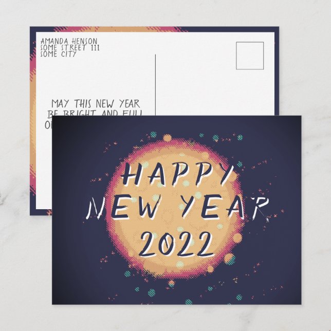 Modern Abstrakt Planet Gott Nytt År 2023  Vykort (Fram/baksida)