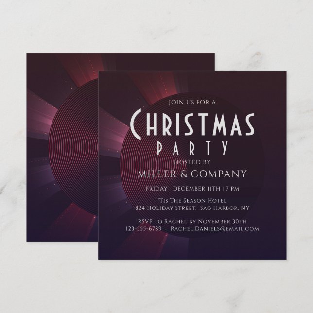 Modern Abstrakt Plum Corporate jul Party Inbjudningar (Fram/baksida)