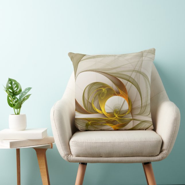 Modern Abstrakt Precious Metall Färg Fractal Kudde (Stol)