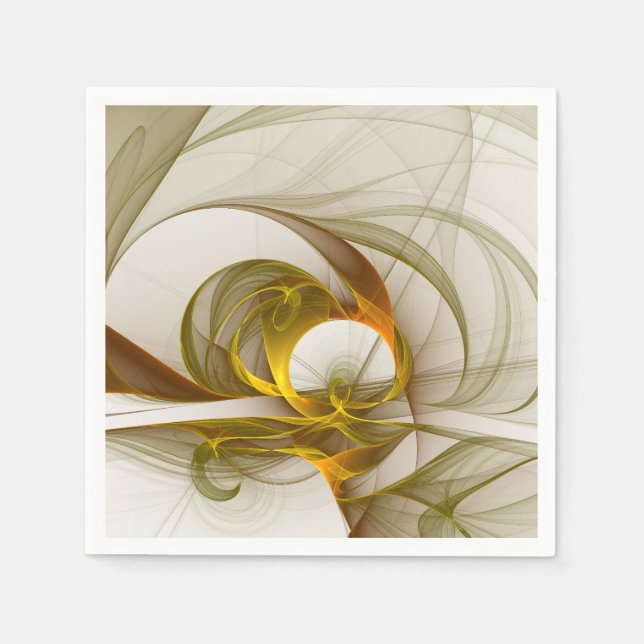 Modern Abstrakt Precious Metall Färg Fractal Pappersservett (Framsidan)