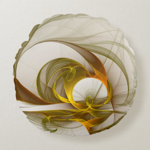 Modern Abstrakt Precious Metall Färg Fractal Rund Kudde