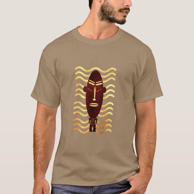 Modern abstrakt primitiv silhuett ansiktskonst t shirt (Framsida)