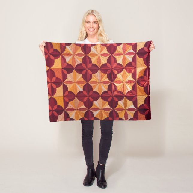 Modern Abstrakt Quilt, Fleece Blanket Interlocking (På plats)