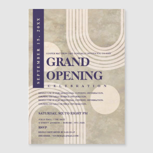 Modern Abstrakt Rainbow Navy Blue Grand Open Magnetisk Inbjudningskort