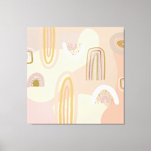 Modern Abstrakt Rainbow Shapes Mönster Beige Pinks Canvastryck