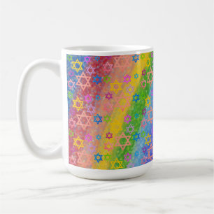 Modern Abstrakt Rainbow Star of David Kaffemugg