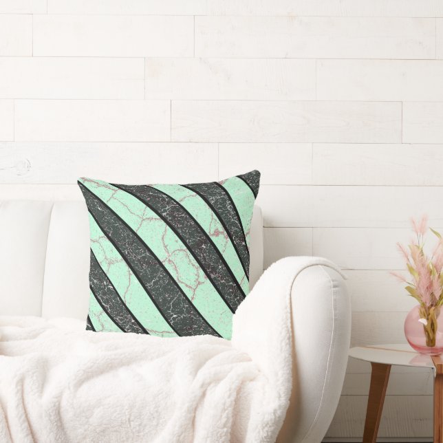 Modern Abstrakt Rand Light Cyan Marble Kudde (Soffa)
