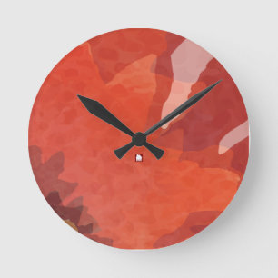 Modern Abstrakt Red Flower by RD Rund Klocka