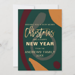 Modern Abstrakt Red Grönt Guld jul Julkort