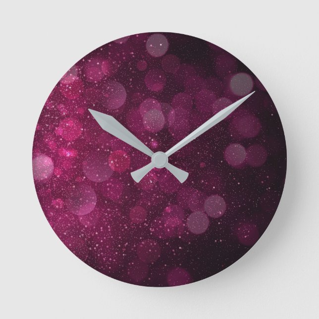 Modern Abstrakt Red Plum Färg Rund Klocka (Framsida)