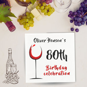 Modern Abstrakt Red Vin Glass 80:e Födelsedagsfest Pappersservett