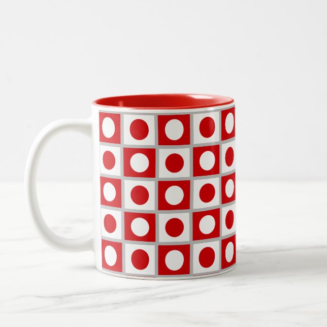 Modern Abstrakt Red & White Coffee Mugg (Vänster)